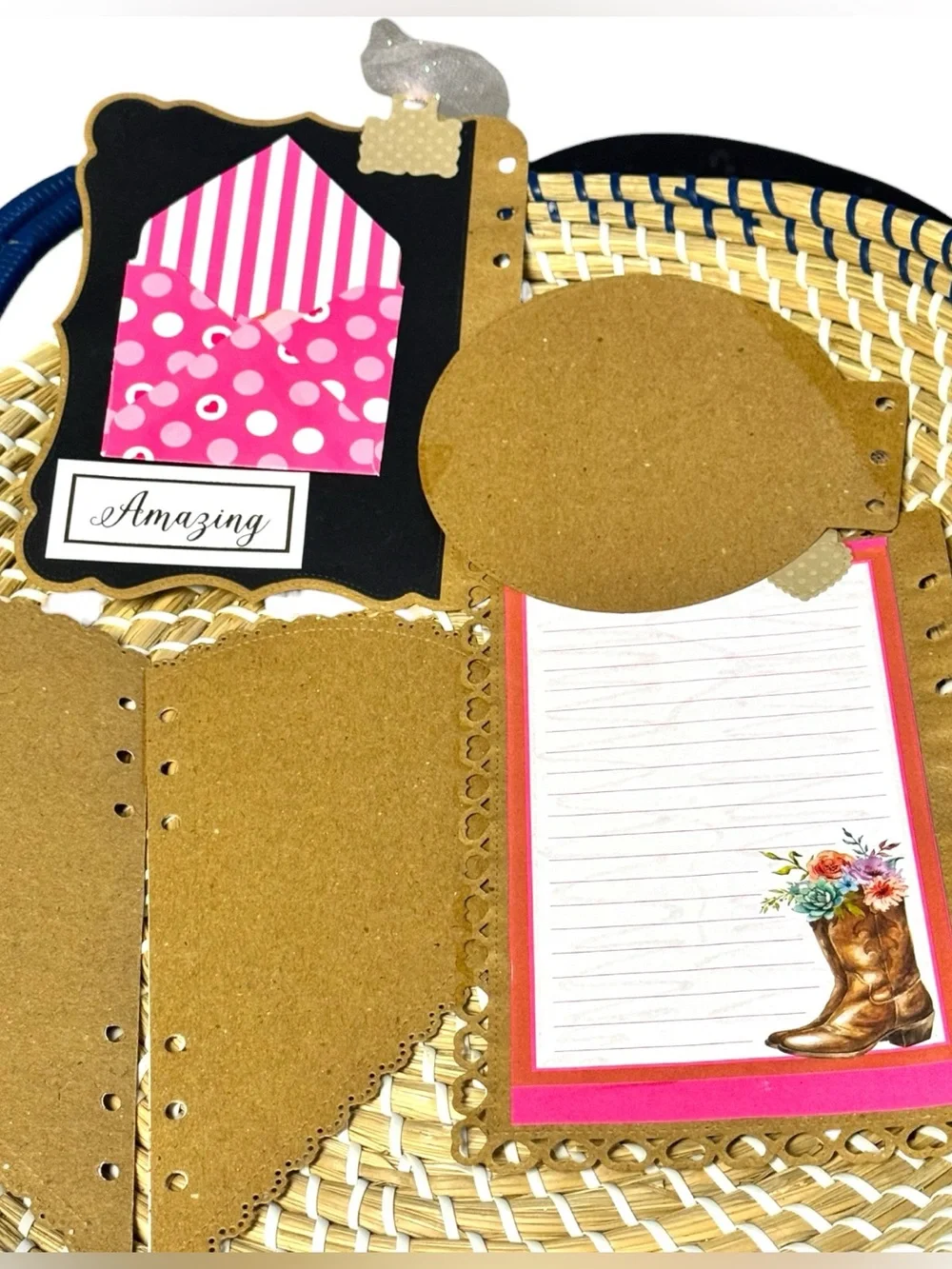 Junk Journal Scrapbooking 9 Pc Love Bridal Western 3-D Handmade 6-Ring Book